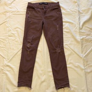 Ripped purple ankle jeans